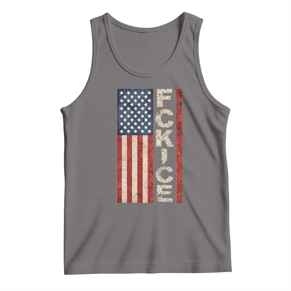 F Ice Retro Distressed American Flag Tank Top Patriotic Against Ice Justice Protest Resistance
