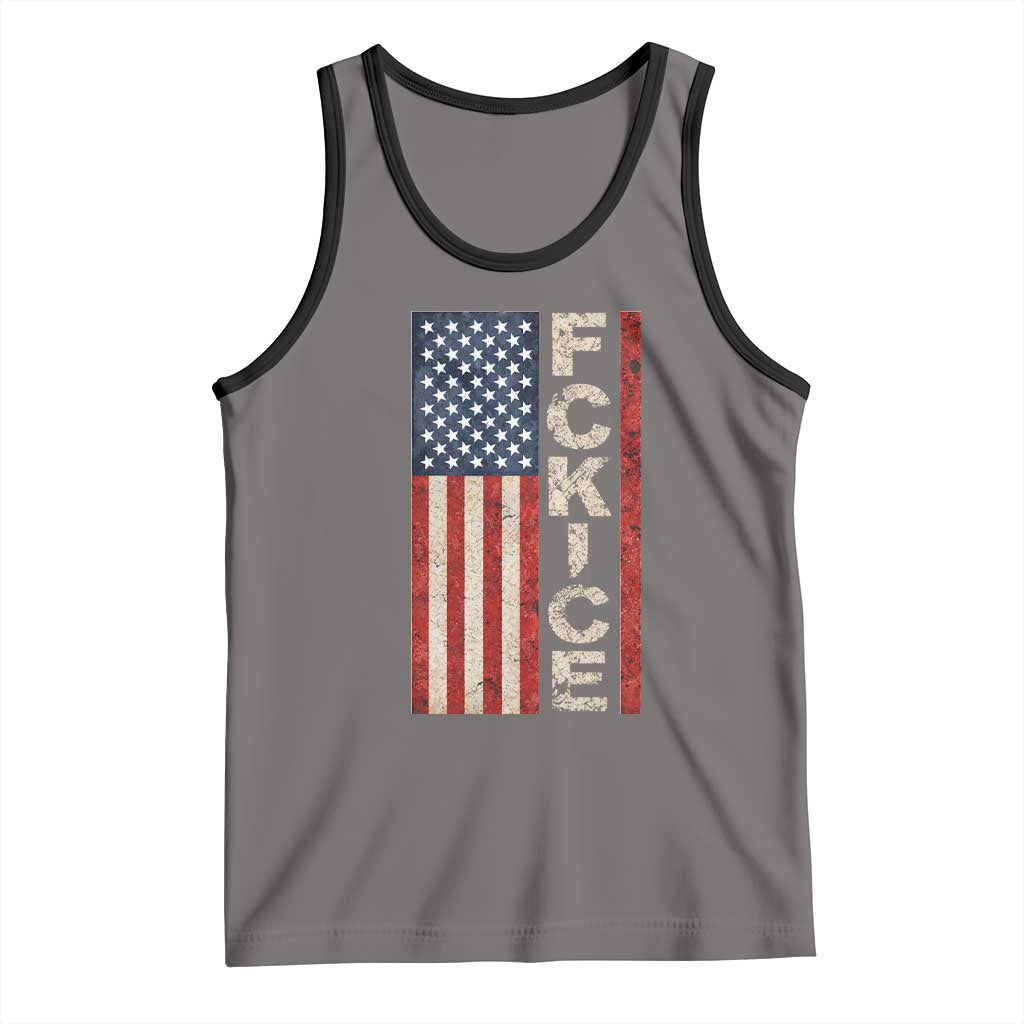 F Ice Retro Distressed American Flag Tank Top Patriotic Against Ice Justice Protest Resistance