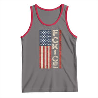F Ice Retro Distressed American Flag Tank Top Patriotic Against Ice Justice Protest Resistance