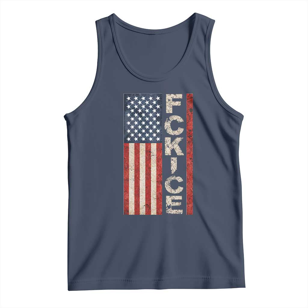 F Ice Retro Distressed American Flag Tank Top Patriotic Against Ice Justice Protest Resistance