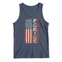 F Ice Retro Distressed American Flag Tank Top Patriotic Against Ice Justice Protest Resistance