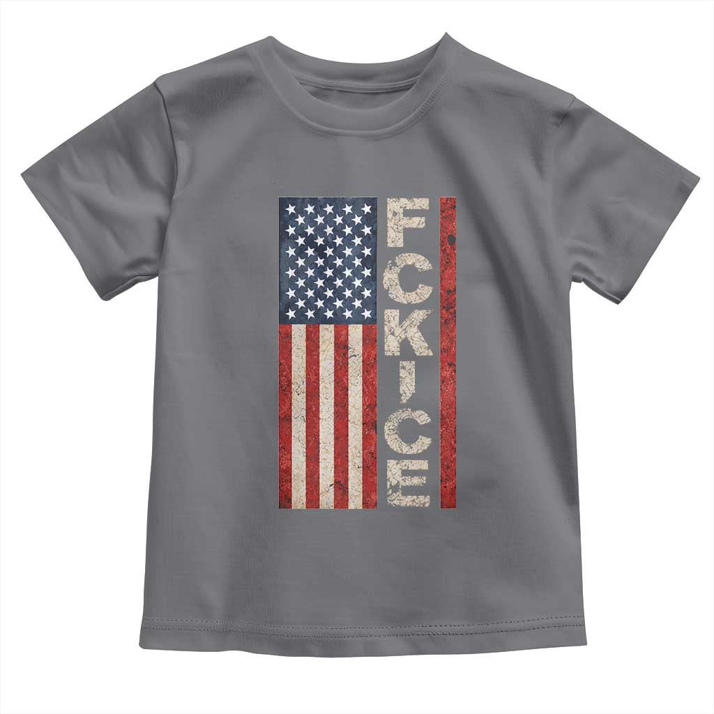 F Ice Retro Distressed American Flag Toddler T Shirt Patriotic Against Ice Justice Protest Resistance