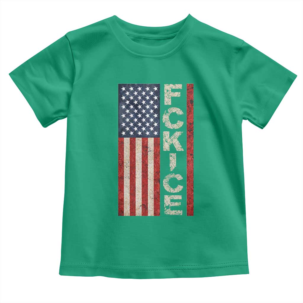 F Ice Retro Distressed American Flag Toddler T Shirt Patriotic Against Ice Justice Protest Resistance