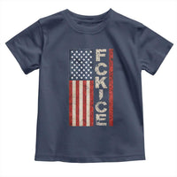 F Ice Retro Distressed American Flag Toddler T Shirt Patriotic Against Ice Justice Protest Resistance