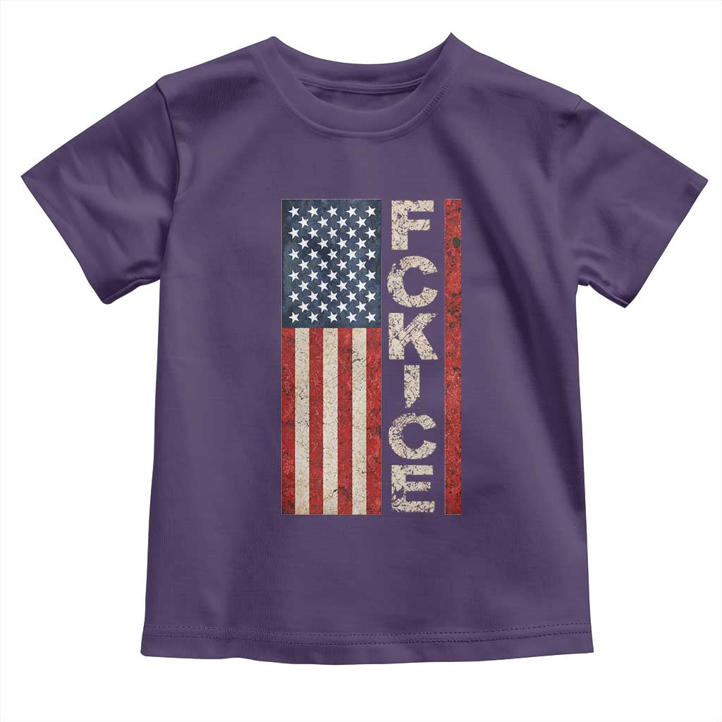 F Ice Retro Distressed American Flag Toddler T Shirt Patriotic Against Ice Justice Protest Resistance