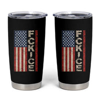 F Ice Retro Distressed American Flag Tumbler Cup Patriotic Against Ice Justice Protest Resistance