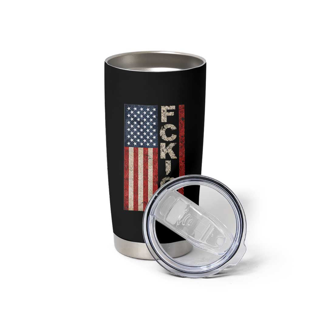 F Ice Retro Distressed American Flag Tumbler Cup Patriotic Against Ice Justice Protest Resistance