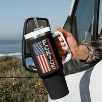 F Ice Retro Distressed American Flag Tumbler With Handle Patriotic Against Ice Justice Protest Resistance