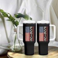 F Ice Retro Distressed American Flag Tumbler With Handle Patriotic Against Ice Justice Protest Resistance