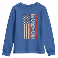 F Ice Retro Distressed American Flag Youth Sweatshirt Patriotic Against Ice Justice Protest Resistance