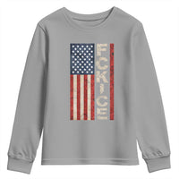 F Ice Retro Distressed American Flag Youth Sweatshirt Patriotic Against Ice Justice Protest Resistance