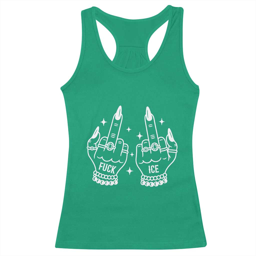 Middle Finger F Ice Racerback Tank Top Against Ice Violence Outspoken Resistance