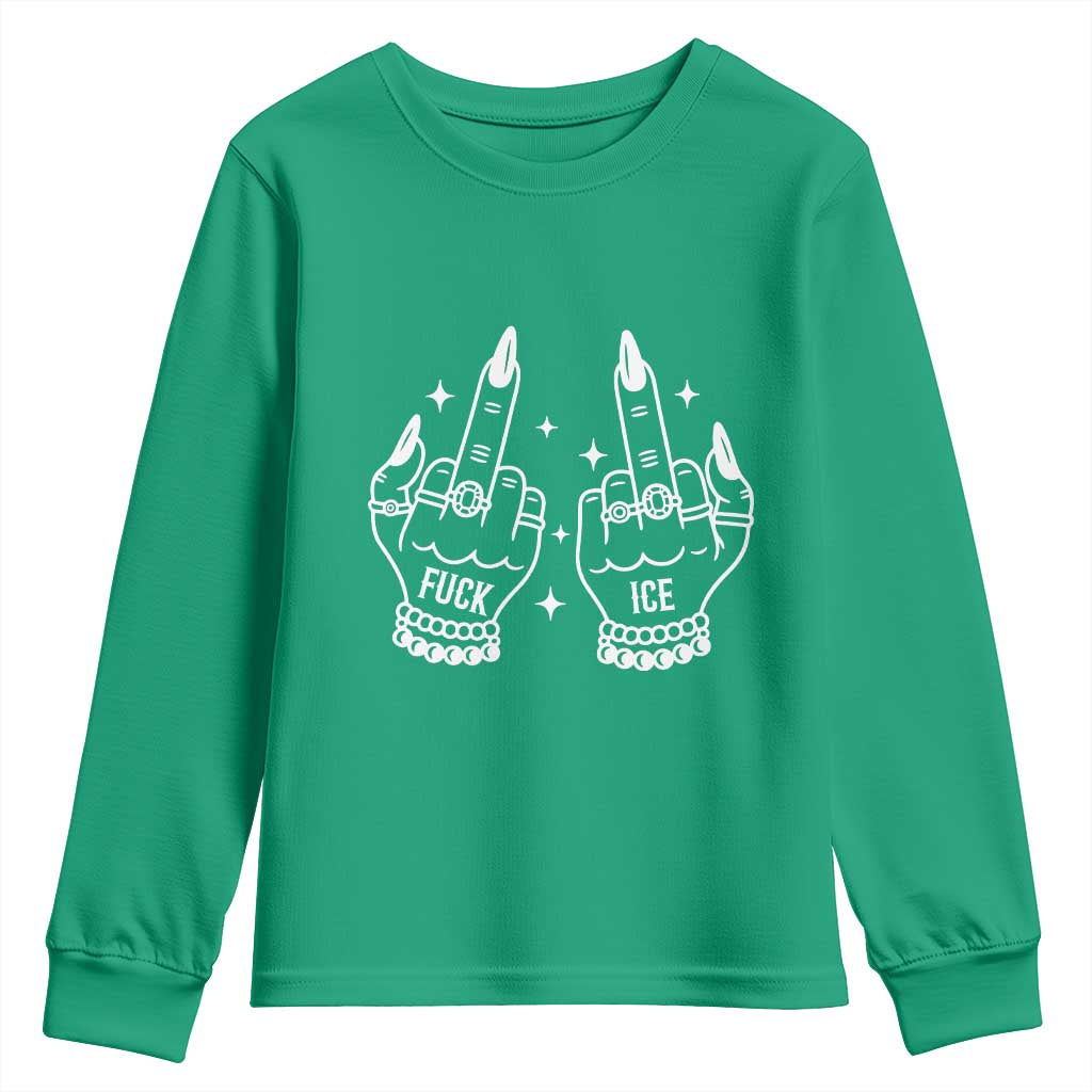 Middle Finger F Ice Youth Sweatshirt Against Ice Violence Outspoken Resistance