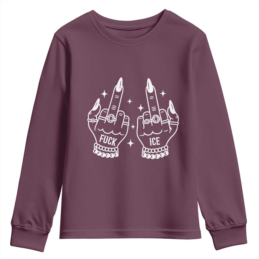 Middle Finger F Ice Youth Sweatshirt Against Ice Violence Outspoken Resistance