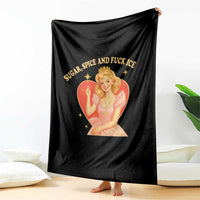 Sugar Spice and F Ice Retro Fairy Throw Blanket Feminist Against Ice Protest Political Resistance