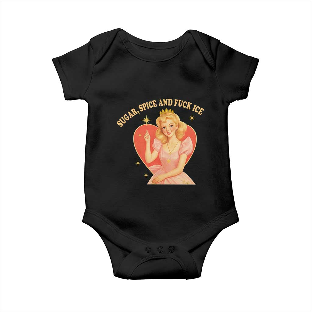 Sugar Spice and F Ice Retro Fairy Baby Onesie Feminist Against Ice Protest Political Resistance