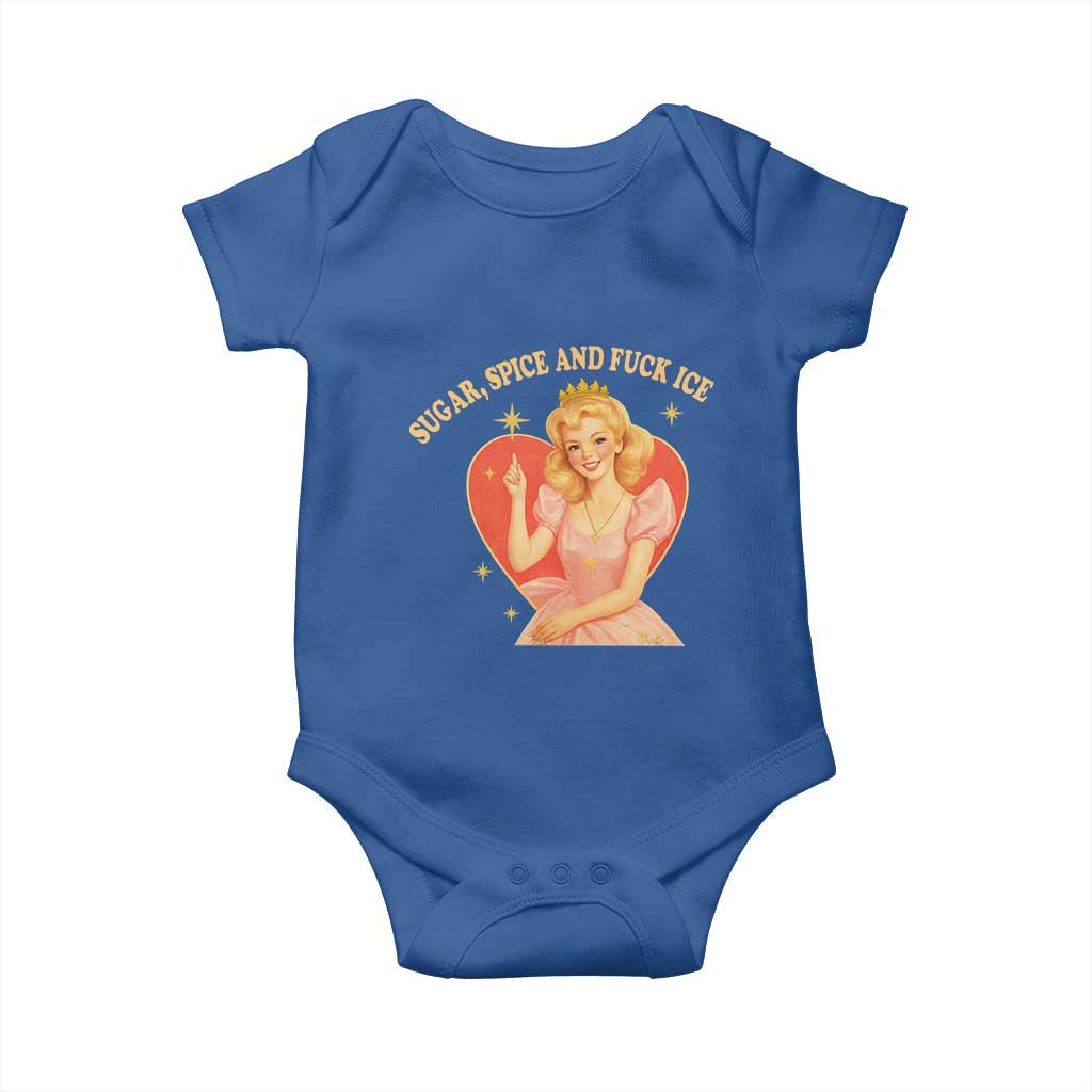 Sugar Spice and F Ice Retro Fairy Baby Onesie Feminist Against Ice Protest Political Resistance