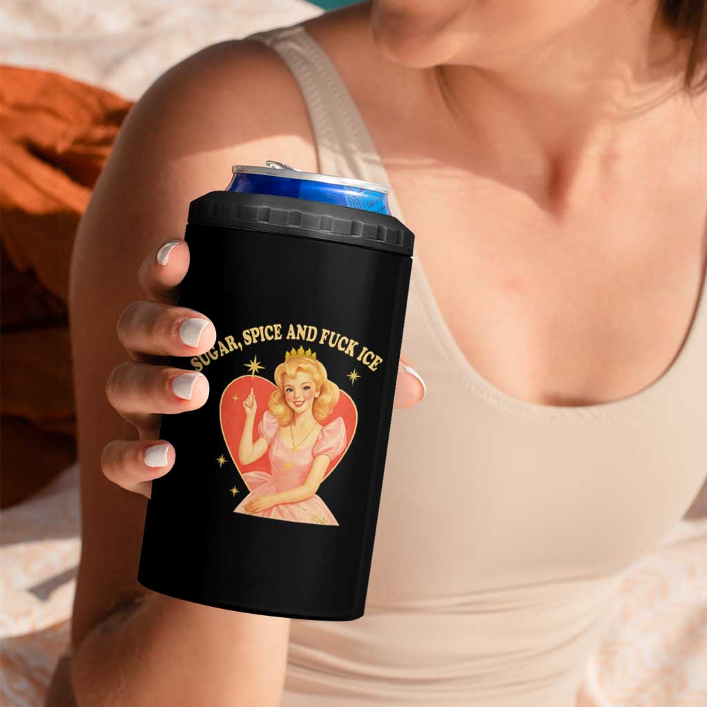 Sugar Spice and F Ice Retro Fairy 4 in 1 Can Cooler Tumbler Feminist Against Ice Protest Political Resistance