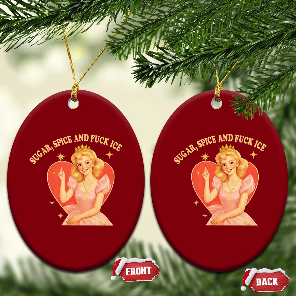 Sugar Spice and F Ice Retro Fairy Ceramic Ornament Feminist Against Ice Protest Political Resistance