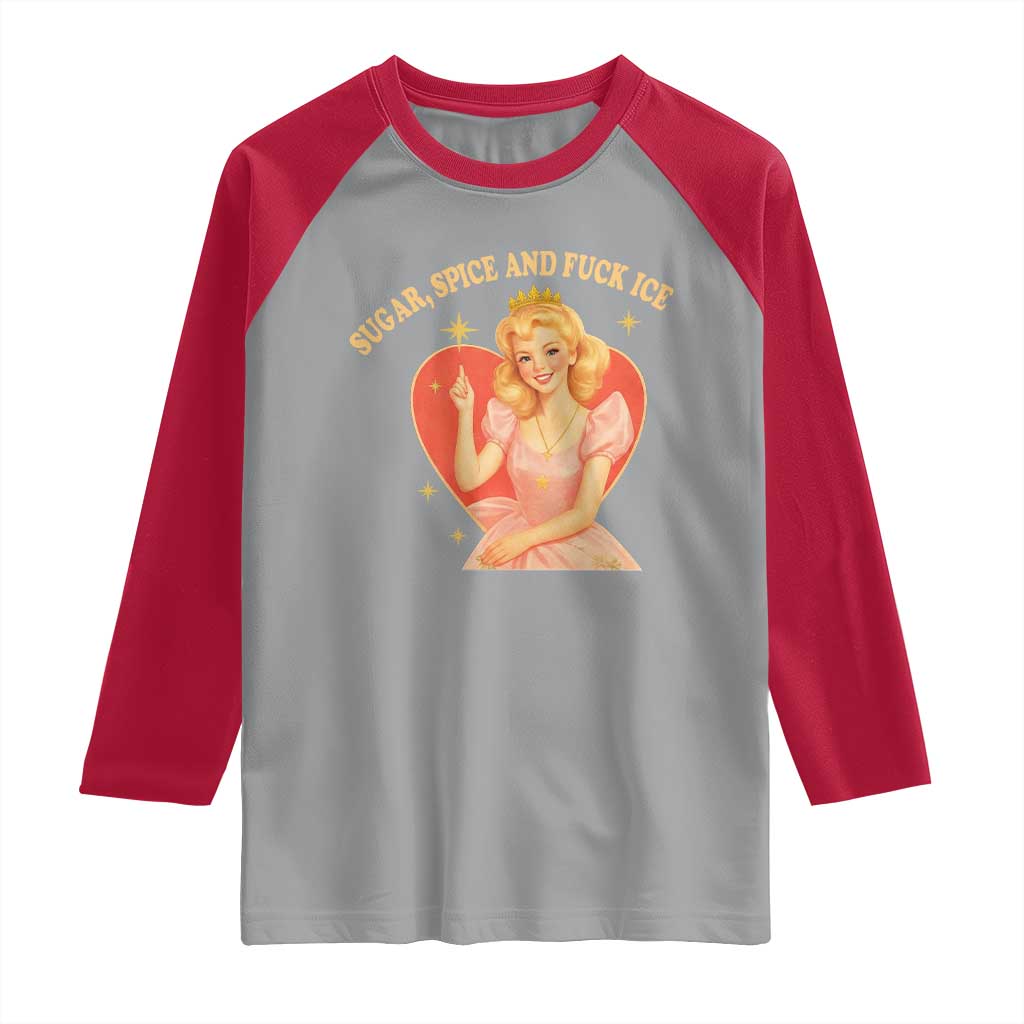 Sugar Spice and F Ice Retro Fairy Raglan Shirt Feminist Against Ice Protest Political Resistance