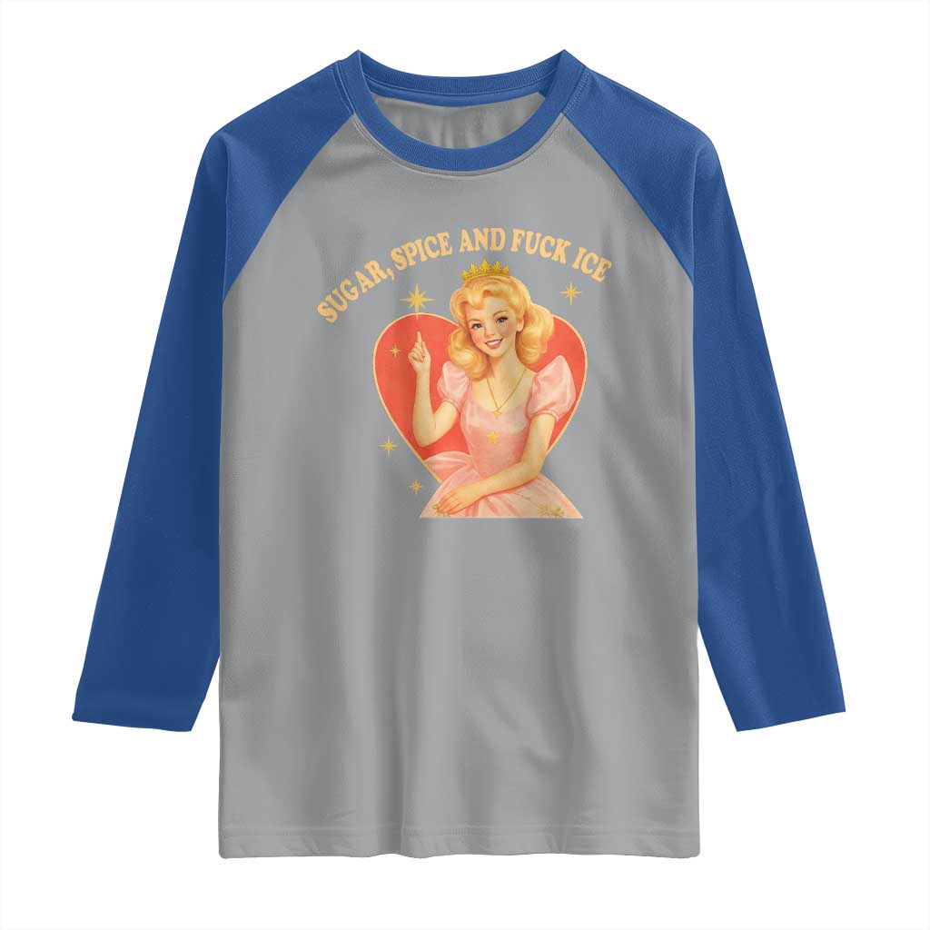 Sugar Spice and F Ice Retro Fairy Raglan Shirt Feminist Against Ice Protest Political Resistance