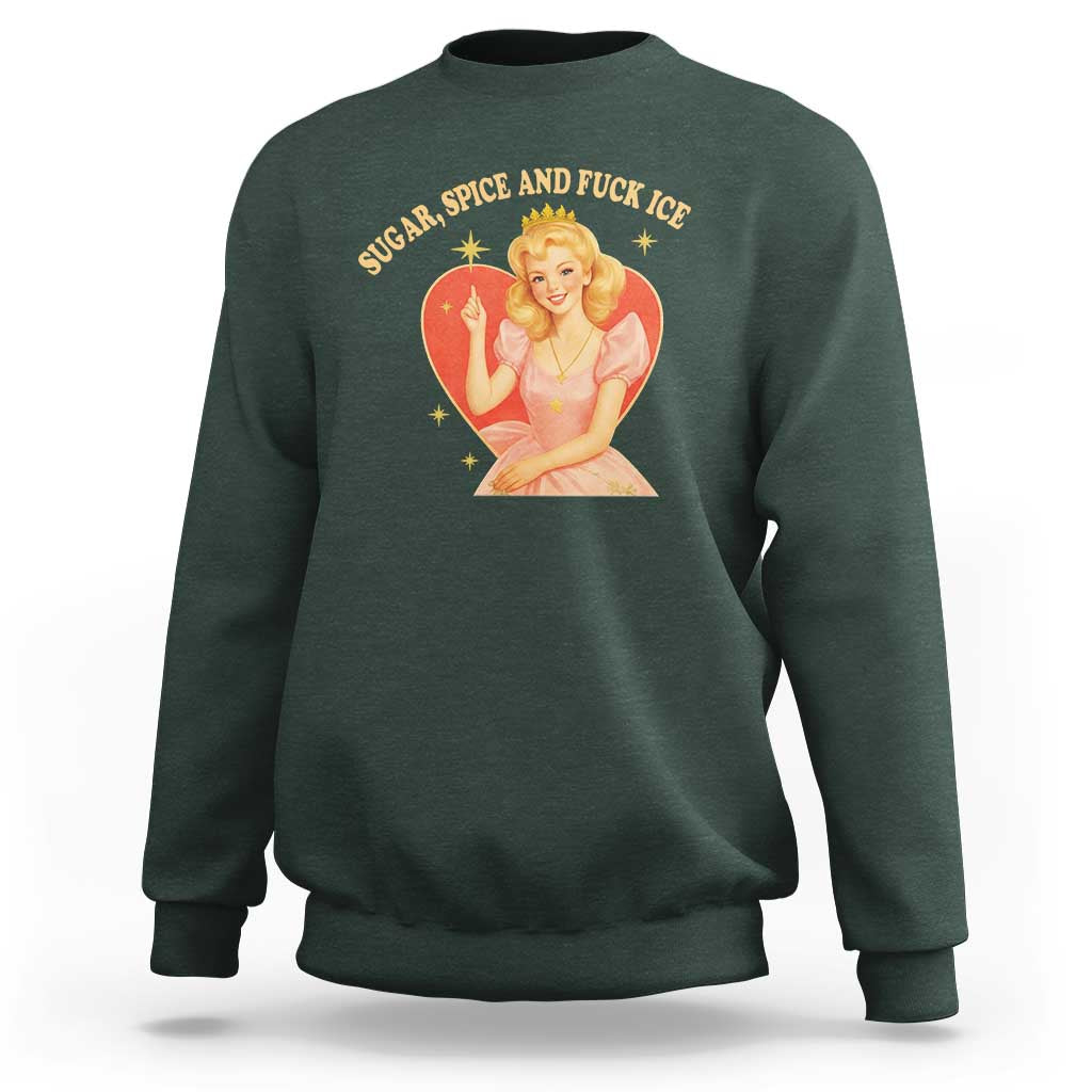 Sugar Spice and F Ice Retro Fairy Sweatshirt Feminist Against Ice Protest Political Resistance