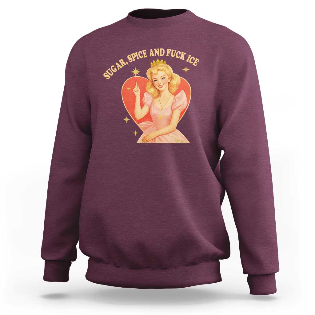 Sugar Spice and F Ice Retro Fairy Sweatshirt Feminist Against Ice Protest Political Resistance