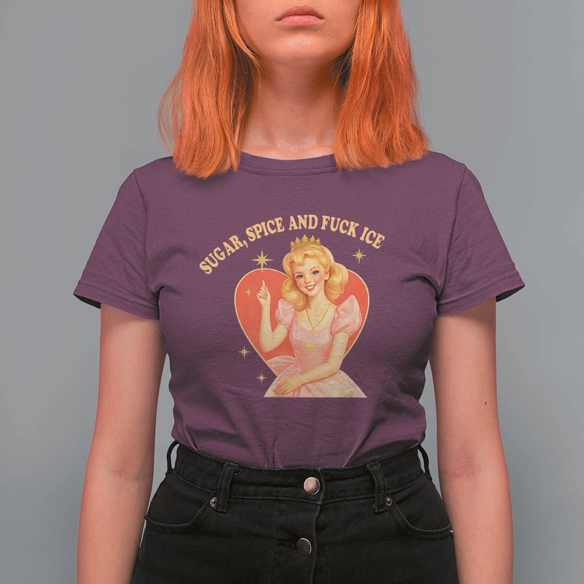 Sugar Spice and F Ice Retro Fairy T Shirt For Women Feminist Against Ice Protest Political Resistance