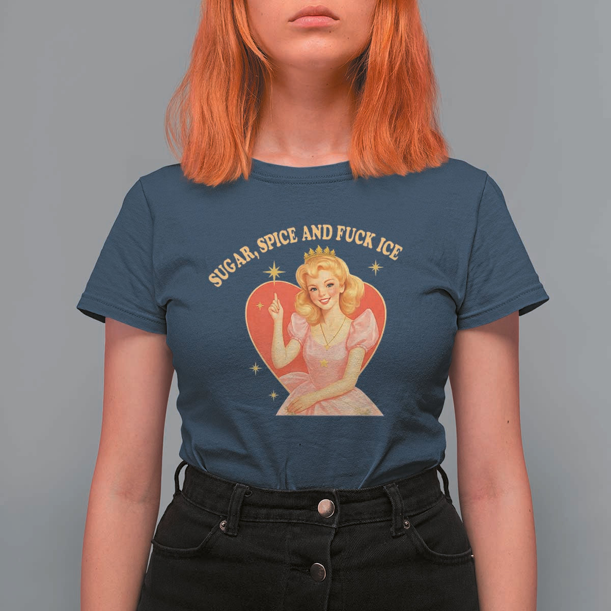 Sugar Spice and F Ice Retro Fairy T Shirt For Women Feminist Against Ice Protest Political Resistance