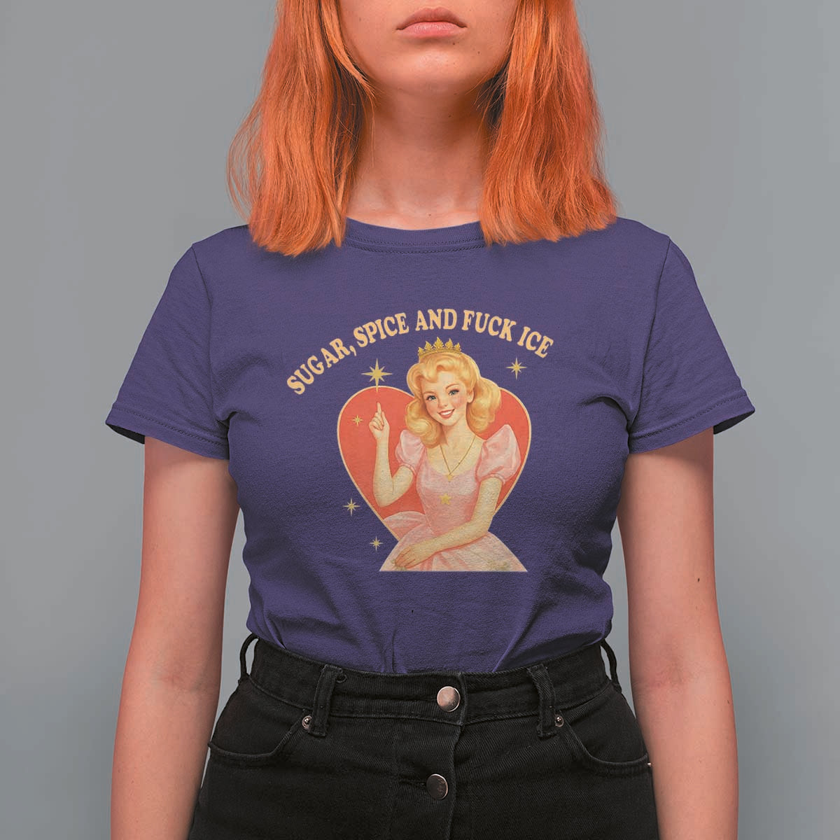 Sugar Spice and F Ice Retro Fairy T Shirt For Women Feminist Against Ice Protest Political Resistance