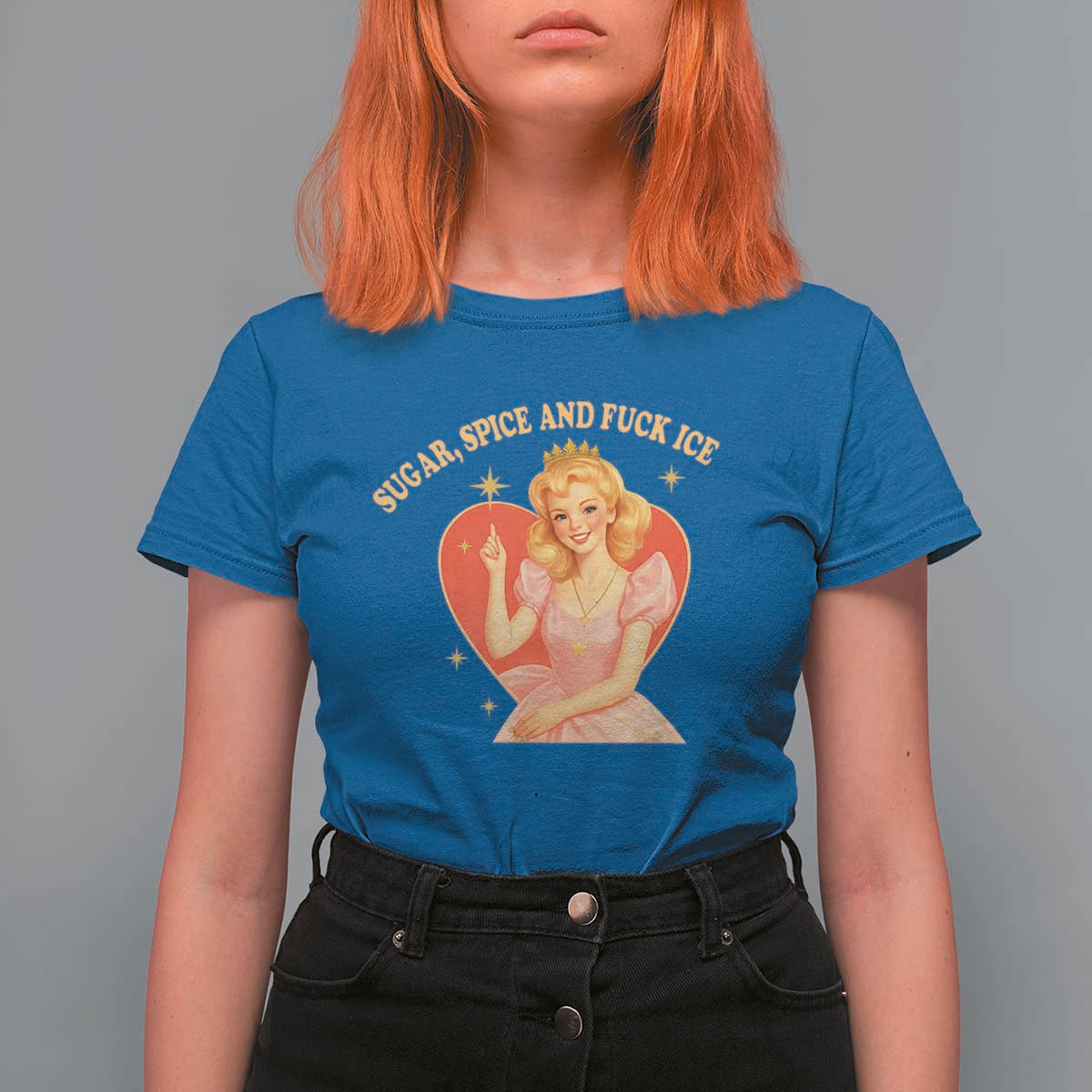 Sugar Spice and F Ice Retro Fairy T Shirt For Women Feminist Against Ice Protest Political Resistance