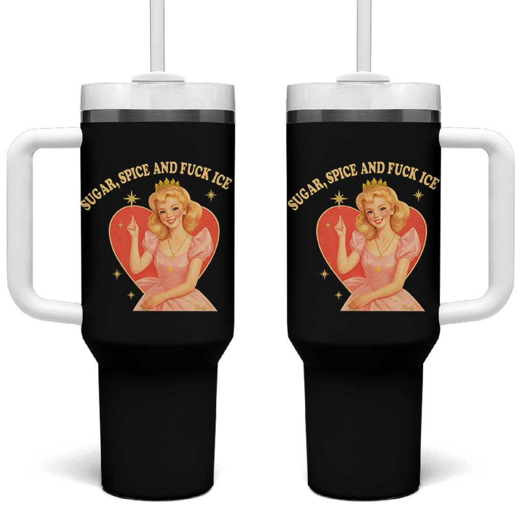 Sugar Spice and F Ice Retro Fairy Tumbler With Handle Feminist Against Ice Protest Political Resistance