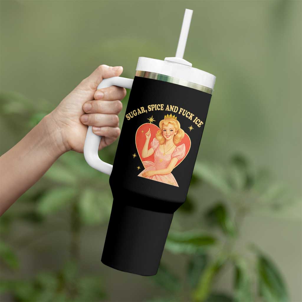 Sugar Spice and F Ice Retro Fairy Tumbler With Handle Feminist Against Ice Protest Political Resistance