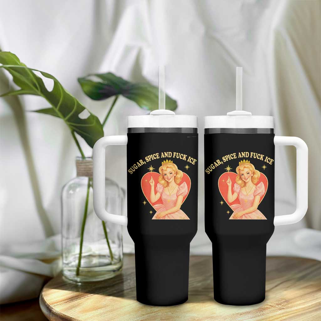 Sugar Spice and F Ice Retro Fairy Tumbler With Handle Feminist Against Ice Protest Political Resistance