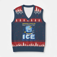 Snow is Welcome Ice is Not V-Neck Knit Sweater Vest Funny Against Ice Minneapolis Resistance and Justice