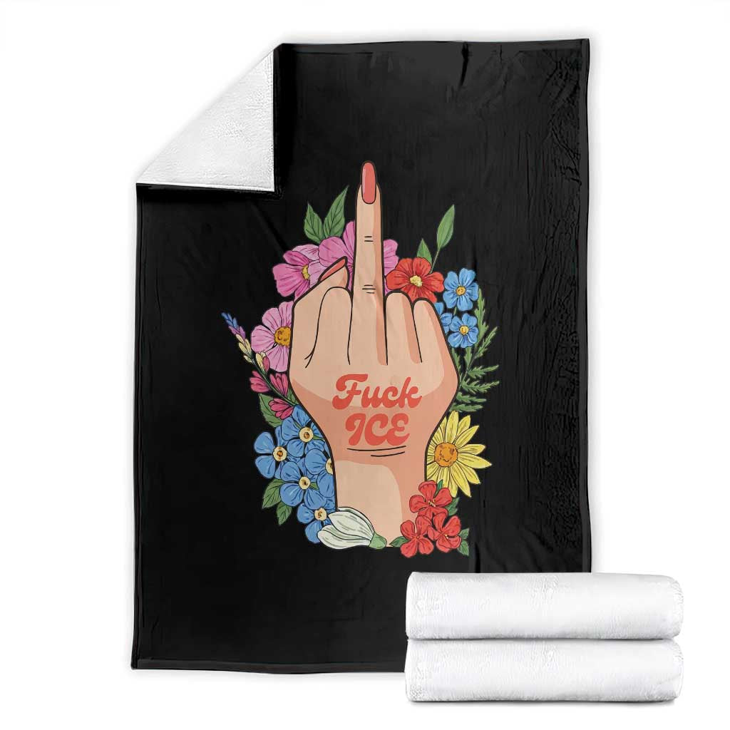 Floral Middle Finger F Ice Throw Blanket