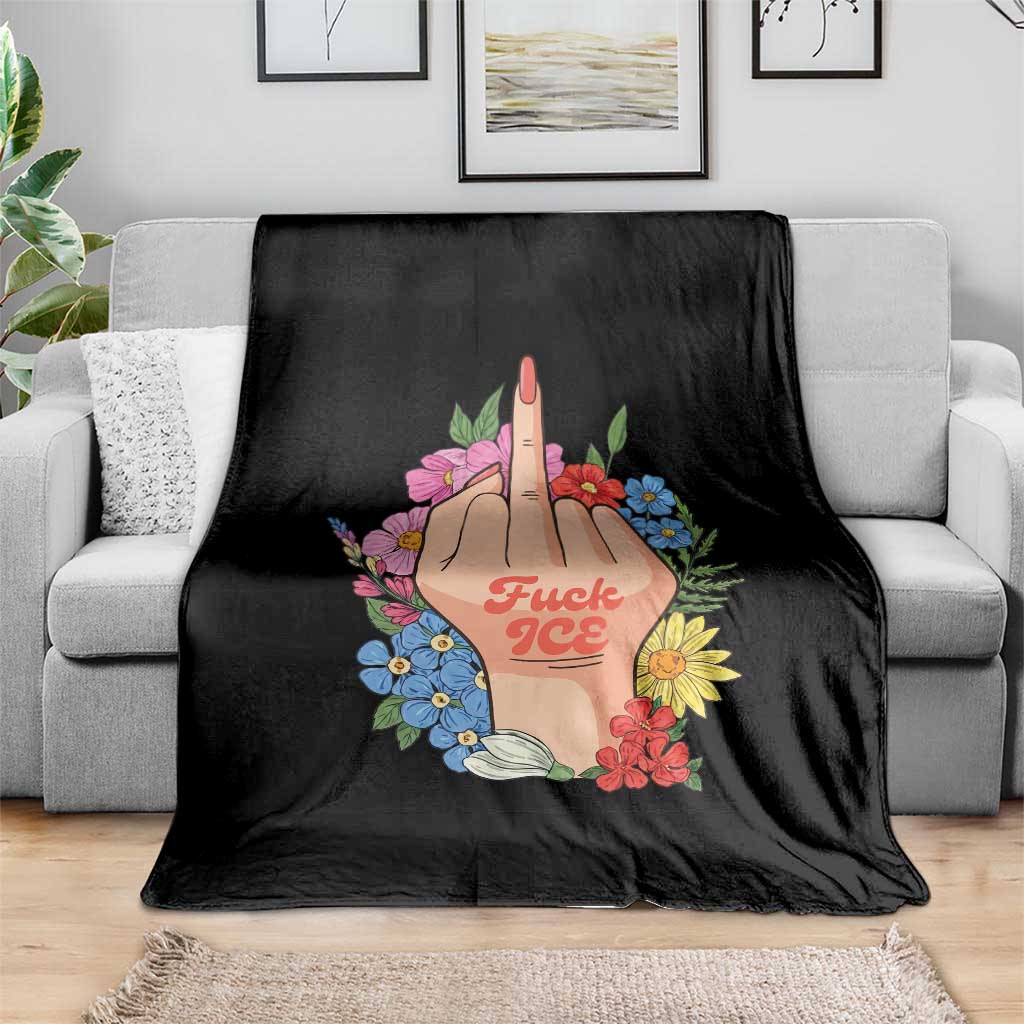 Floral Middle Finger F Ice Throw Blanket