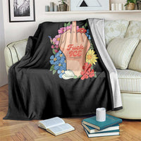 Floral Middle Finger F Ice Throw Blanket