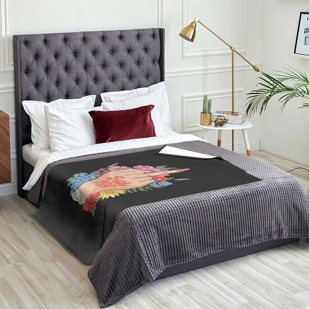 Floral Middle Finger F Ice Throw Blanket