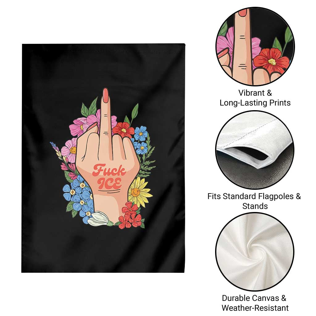 Floral Middle Finger F Ice Garden Flag