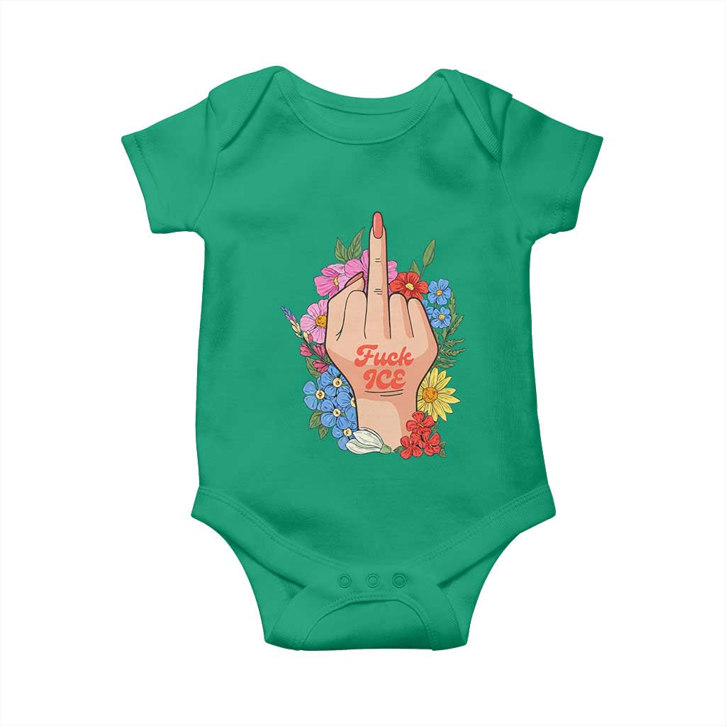 Floral Middle Finger F Ice Baby Onesie