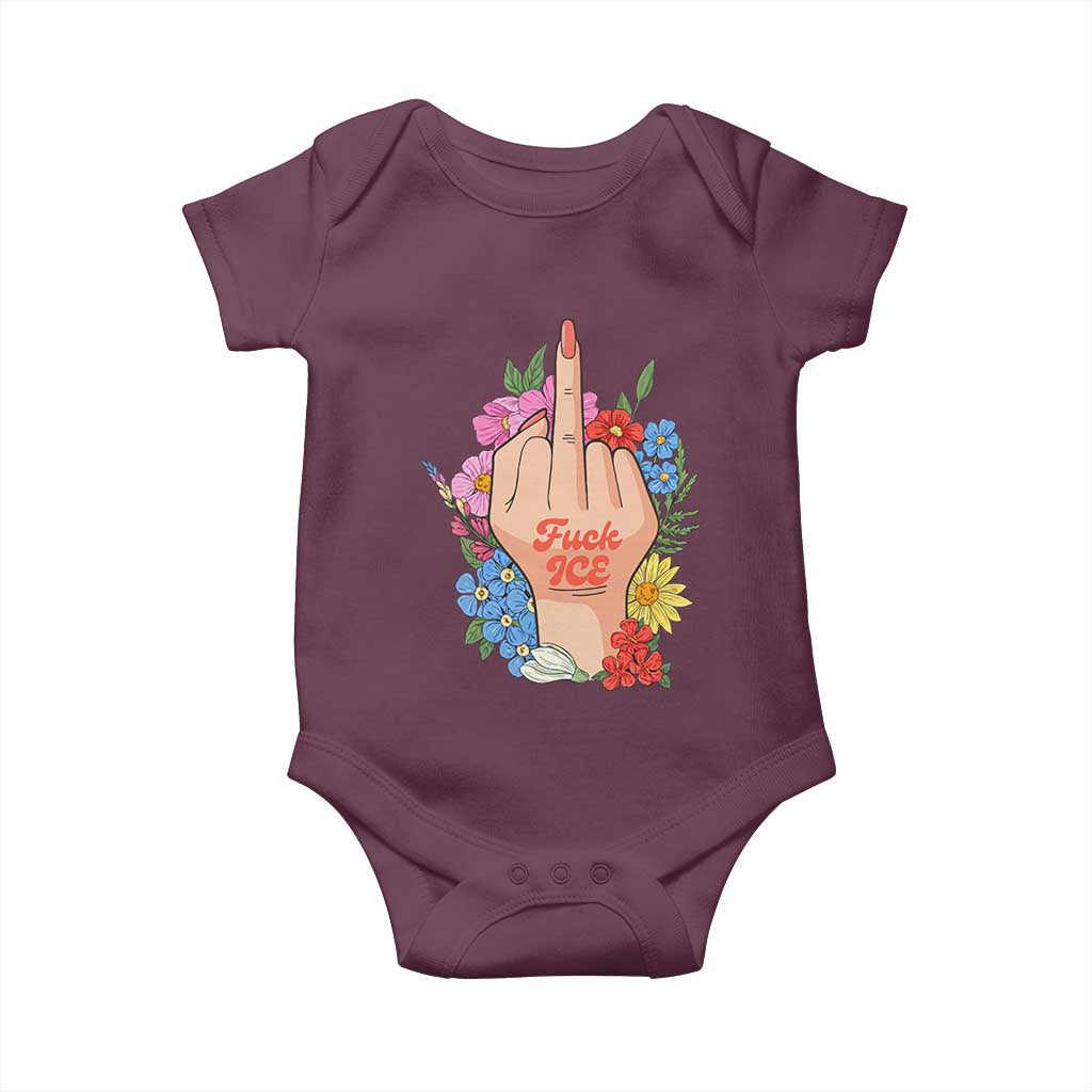 Floral Middle Finger F Ice Baby Onesie