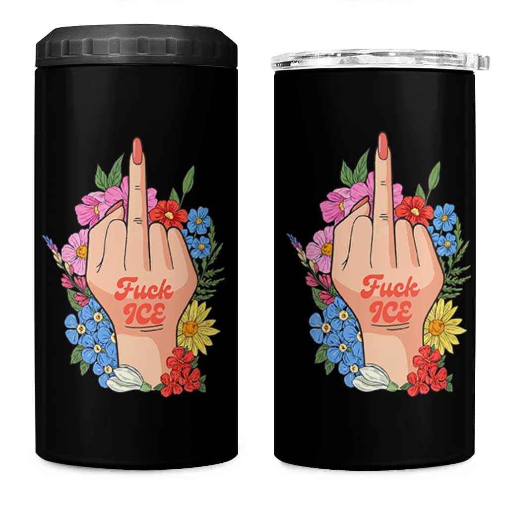 Floral Middle Finger F Ice 4 in 1 Can Cooler Tumbler