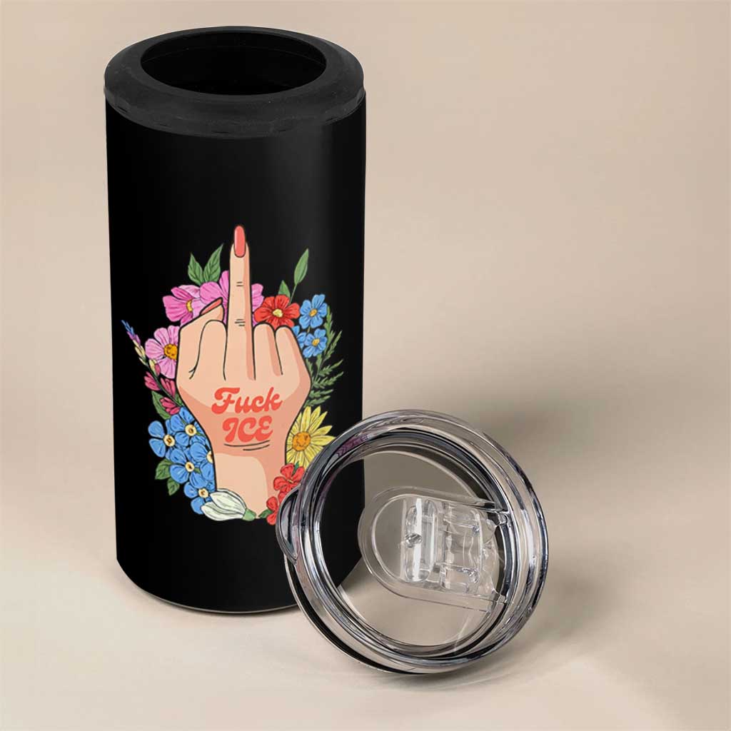 Floral Middle Finger F Ice 4 in 1 Can Cooler Tumbler