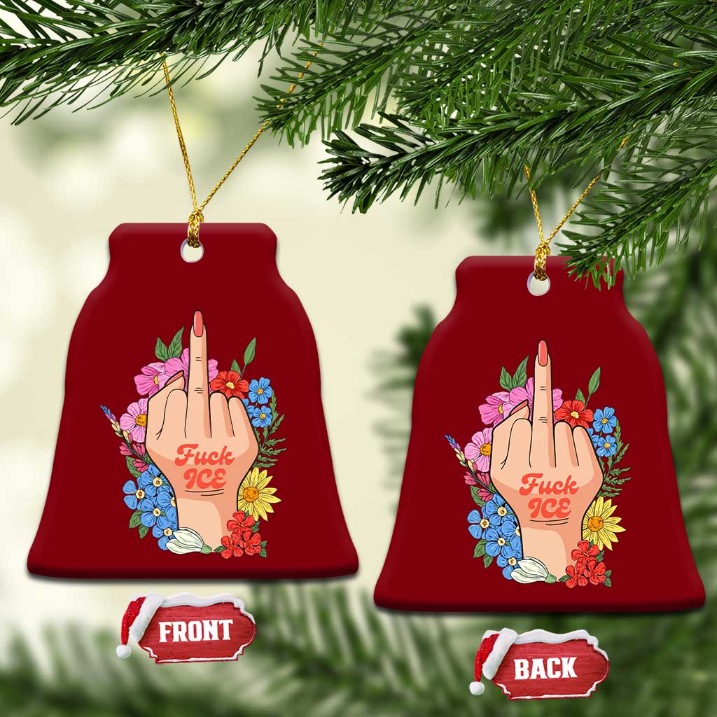 Floral Middle Finger F Ice Ceramic Ornament
