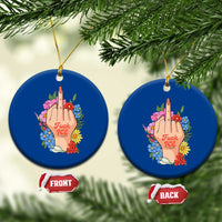 Floral Middle Finger F Ice Ceramic Ornament