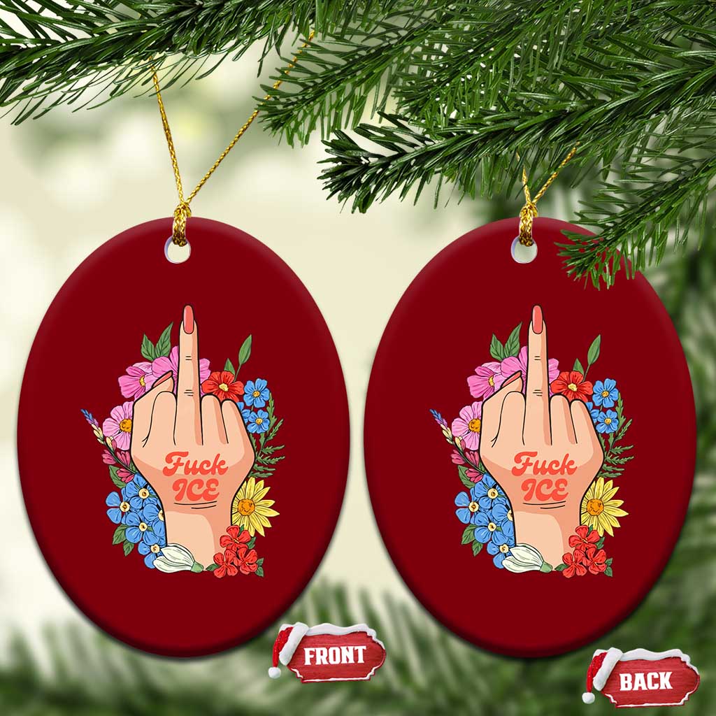 Floral Middle Finger F Ice Ceramic Ornament