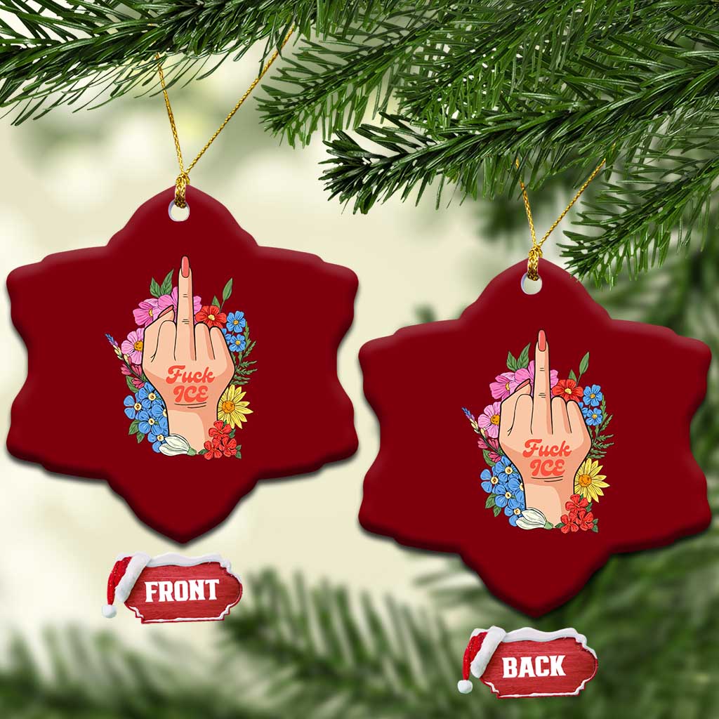 Floral Middle Finger F Ice Ceramic Ornament