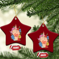 Floral Middle Finger F Ice Ceramic Ornament