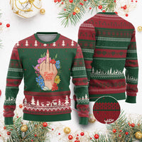 Floral Middle Finger F Ice Ugly Christmas Sweater